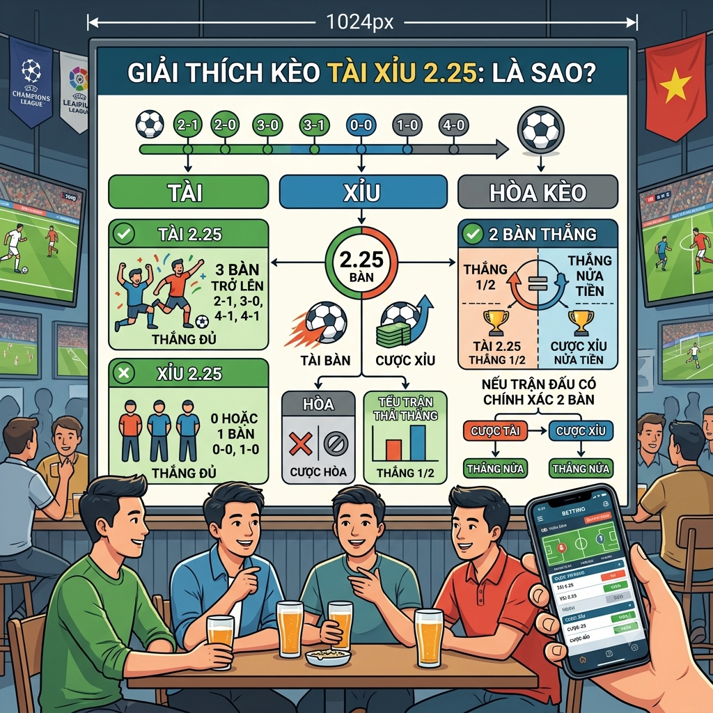 kèo tài xỉu 2 25 là sao